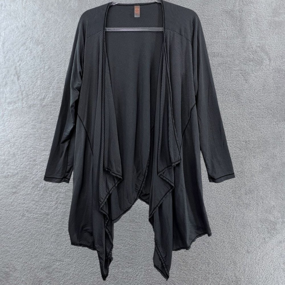 MAAJI Cardigan Gray Striped Asymmetric Wrap Topper Coverup